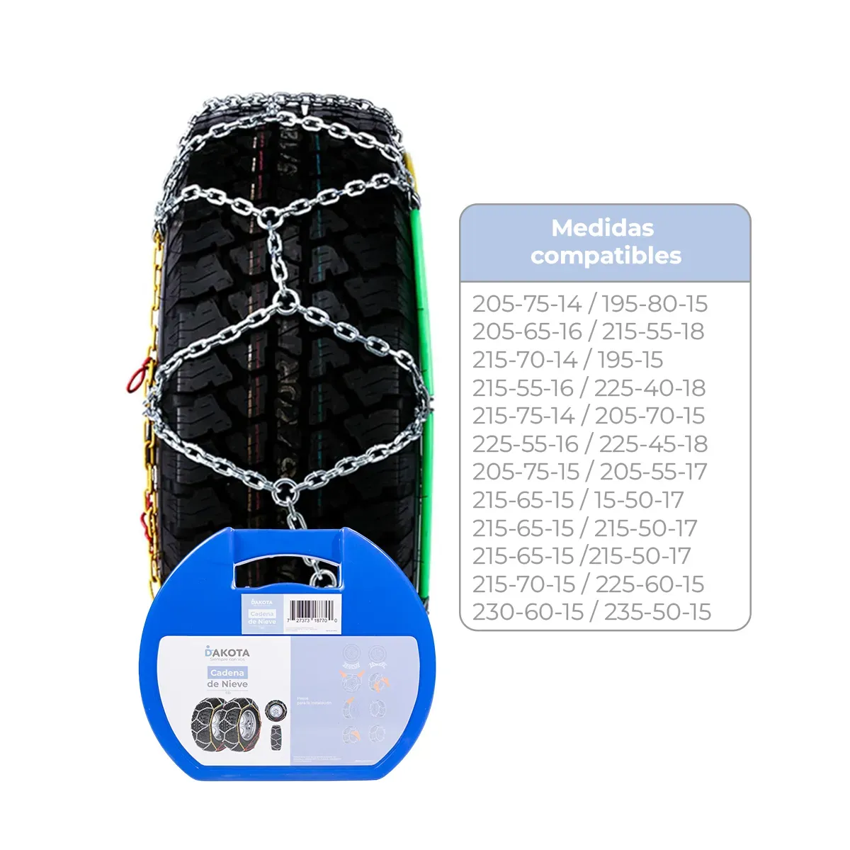 Cadenas Para Nieve De Acero Auto, Suv Y Camioneta Kit Completo Con Guantes, Chaleco, Linterna Y Todas Las Medidas