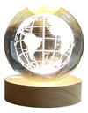 Esfera De Cristal 3d Dakota Mundo Lampara Led Usb Luz Noche Grabada