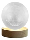 Esfera De Cristal 3d Dakota Mundo Lampara Led Usb Luz Noche Grabada