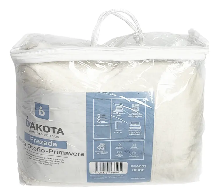Frazada Manta Franela 200x230 Dakota Media Estación Color Beige Liso 1 Kg