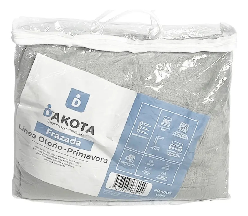 Frazada Manta Franela 200x230 Dakota Fra003 Media Estación Color Gris Liso 1 Kg