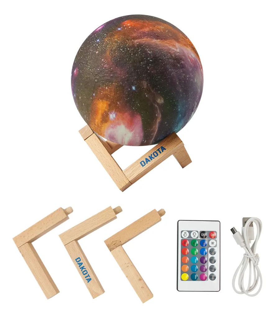 Lámpara Velador Galaxia 3d Dakota Rgb 16 Tonalidades Blanco Frío