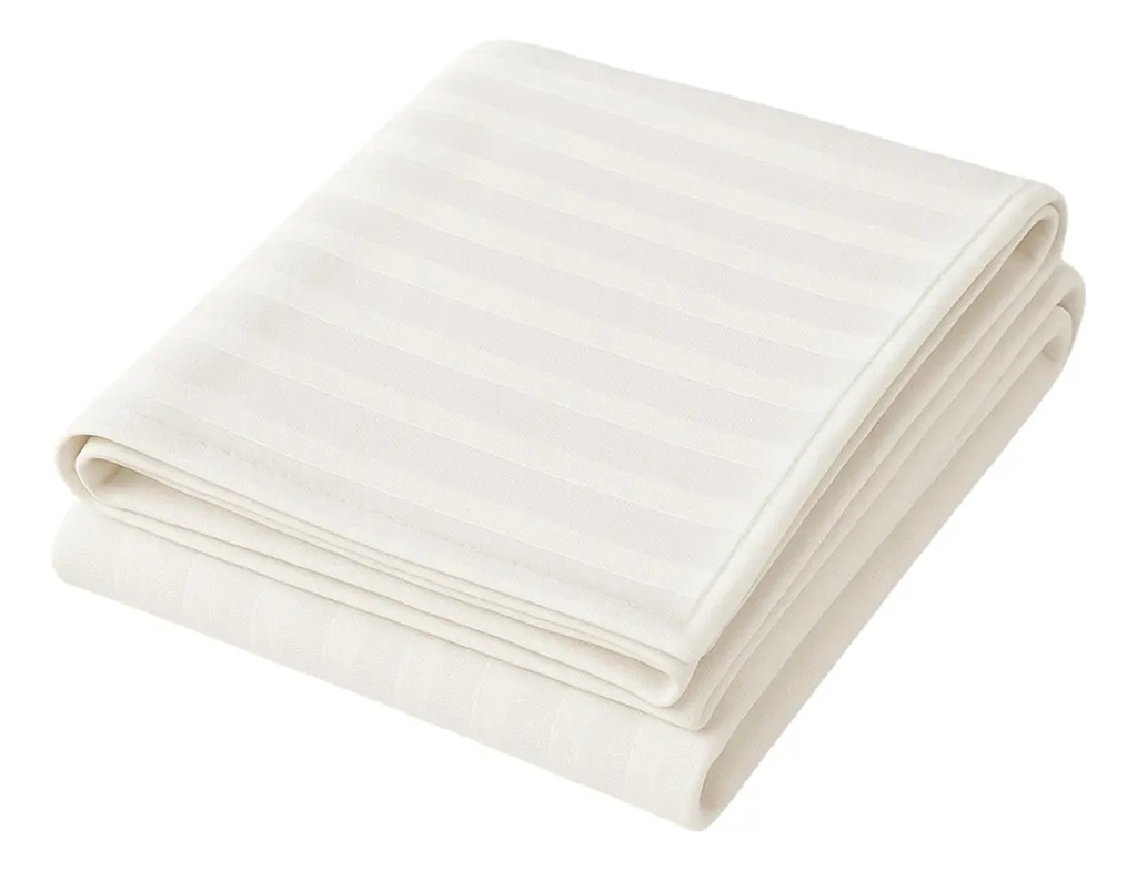 Juego De Sábanas Queen Dakota 600 Hilos Suaves Resistentes Color Blanco-rayad Diseño De La Tela Rayada