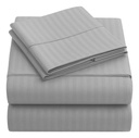 Juego De Sábanas Queen 600 Hilos Rayadas Dakota Algodón Poliester Premium Color Gris Gris-rayas