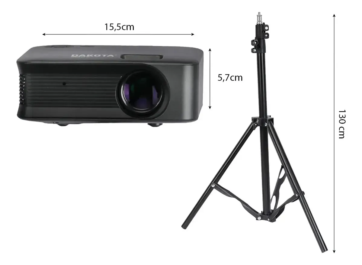 Combo Mundial Proyector Full Hd Negro Y Pantalla 120 Cine En Casa Ideal Mundial