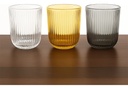 Set X6 Vasos De Vidrio Trasparentes Dakota Con Líneas Premium Color Gris Oscuro