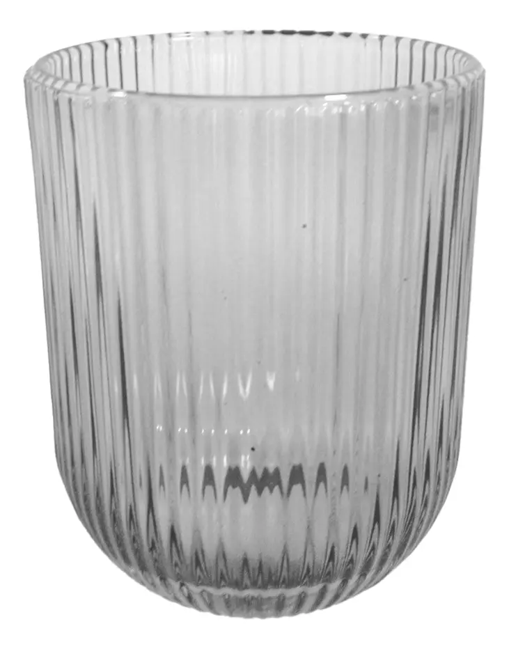 Set X6 Vasos De Vidrio Trasparentes Dakota Con Líneas Premium Color Gris Oscuro