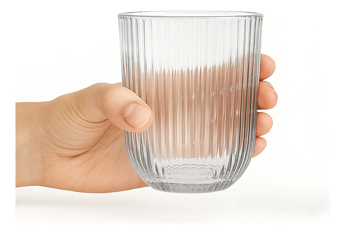 Set X6 Vasos De Vidrio Trasparentes Dakota Con Líneas Premium Color Trasparente