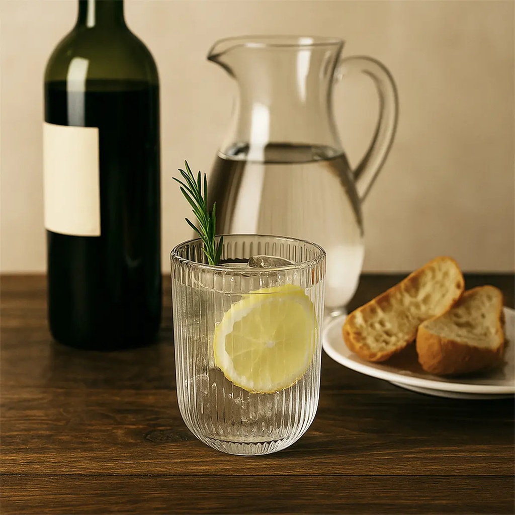 Set X6 Vasos De Vidrio Trasparentes Dakota Con Líneas Premium Color Trasparente