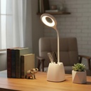 Lampara Velador Led Dakota Mesa Escritorio Flexible Dimerizable Táctil Recargable Lapicero Blanco