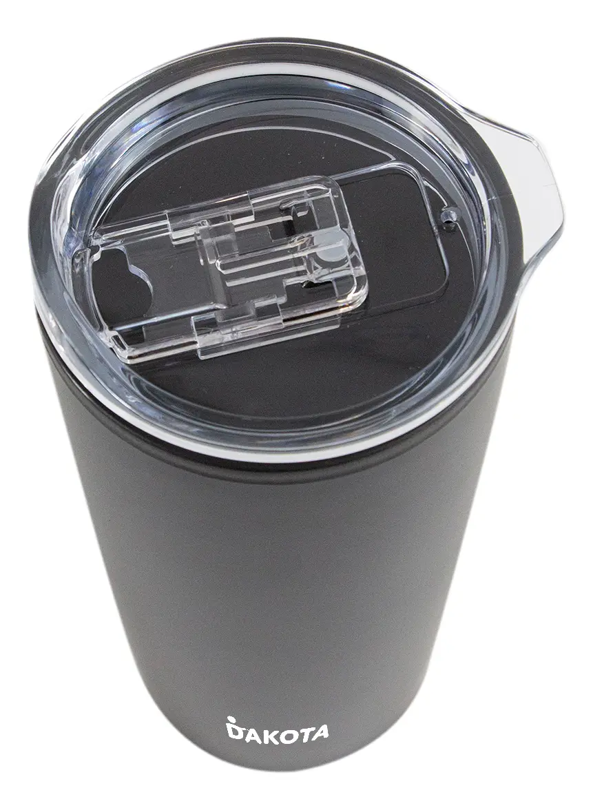 Vaso Térmico 400ml Dakota Plástico Con Tapa Frio Calor Color Gris Oscuro Liso
