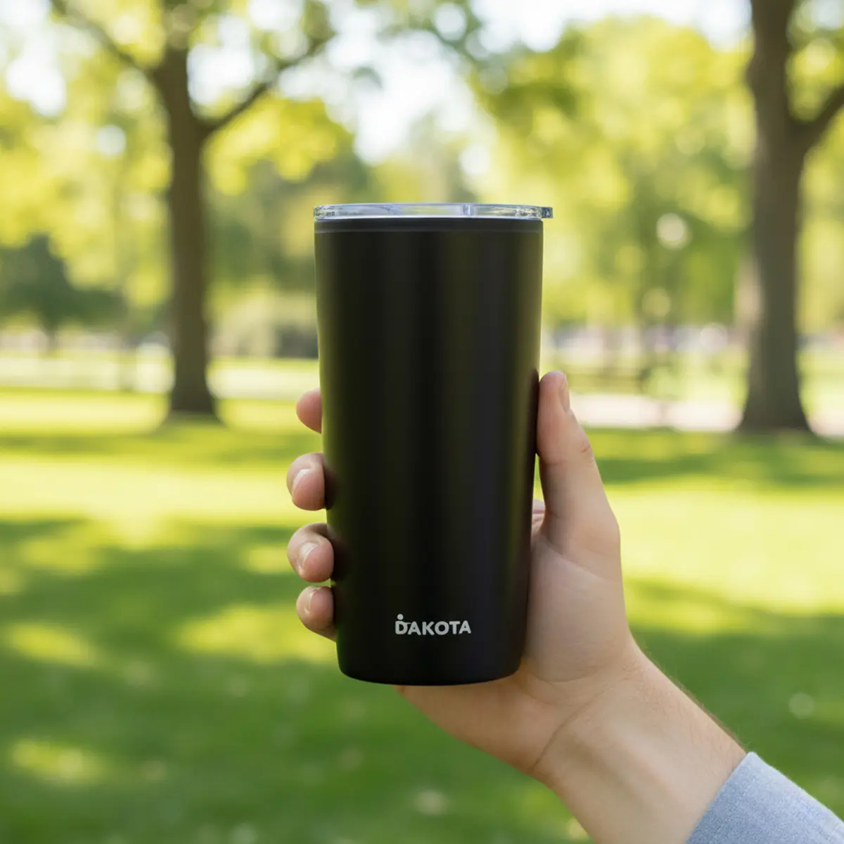 Vaso Térmico 400ml Dakota Acero + Plástico Con Tapa Frio Calor Color Negro Liso