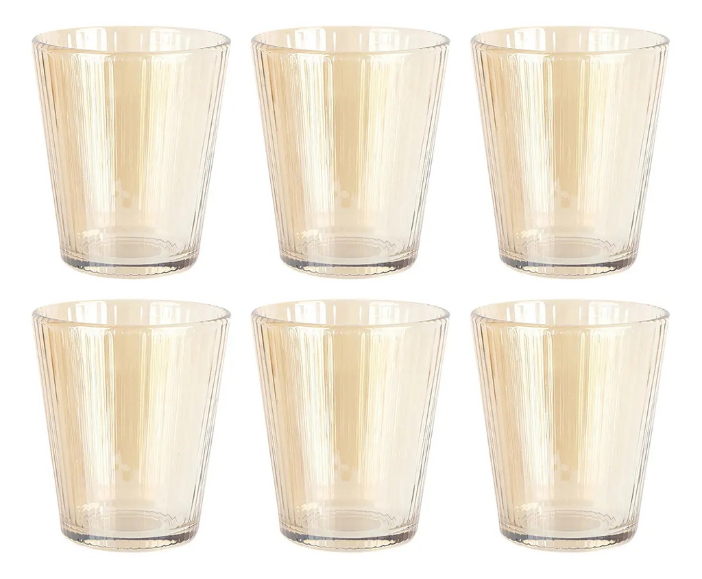 Set X 6 Vasos De Vidrio Color Dorado Dakota Elegantes Modernos