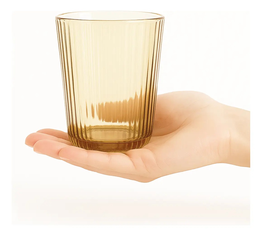 Set X 6 Vasos De Vidrio Color Dorado Dakota Elegantes Modernos