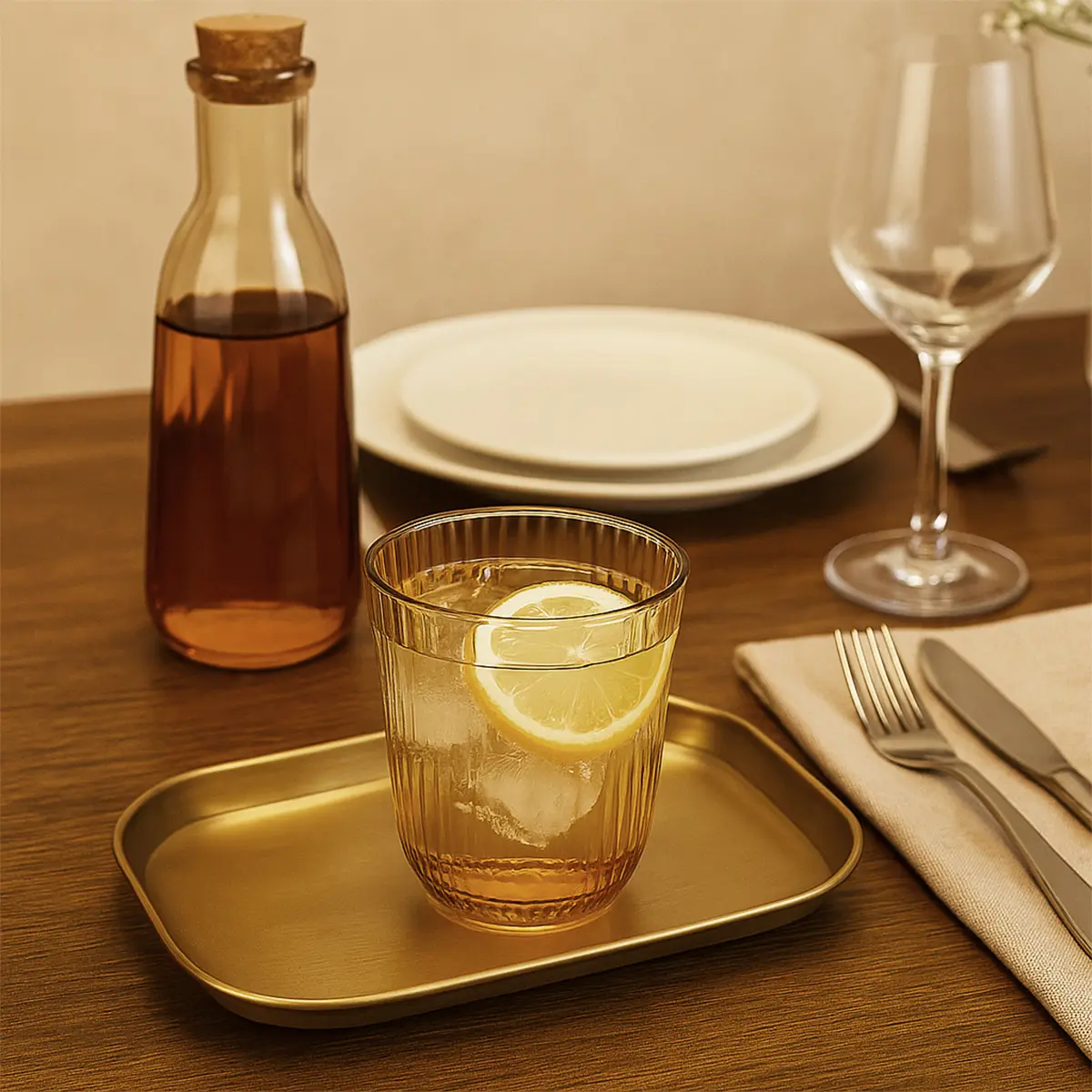 Set X 6 Vasos De Vidrio Color Dorado Dakota Elegantes Modernos