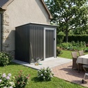 Cobertizo Exterior Dakota 182x150x75 Cm Depósito Metálico Acero Galvanizado Caseta De Jardín Con Puerta Y Cerrojo Negro