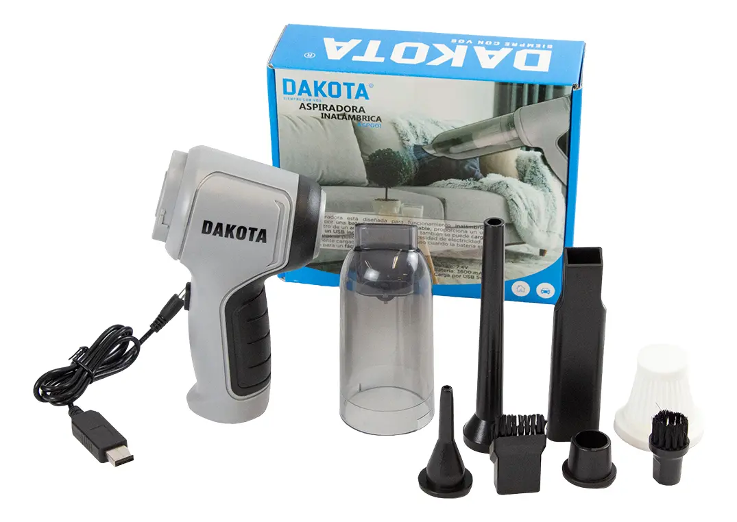 Aspiradora Portátil Inalámbrica Dakota Usb Recargable Color Gris/negro