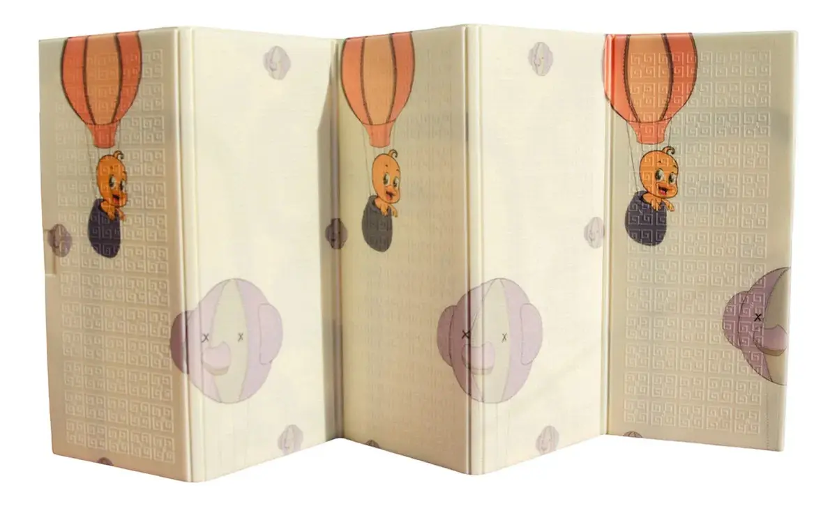 Alfombra Pillow Antigolpes Bebes 200x180 Reversible + Bolso Elefantes Pandas