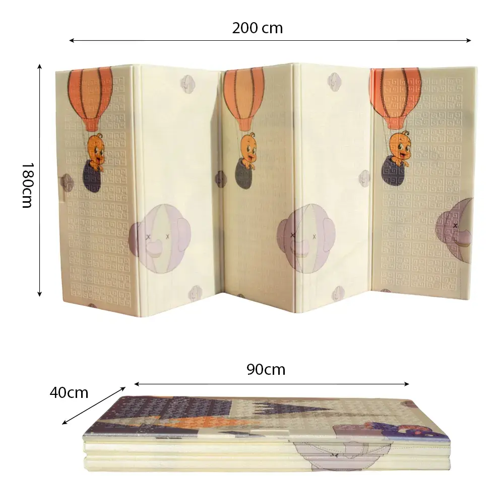 Alfombra Pillow Antigolpes Bebes 200x180 Reversible + Bolso Elefantes Pandas