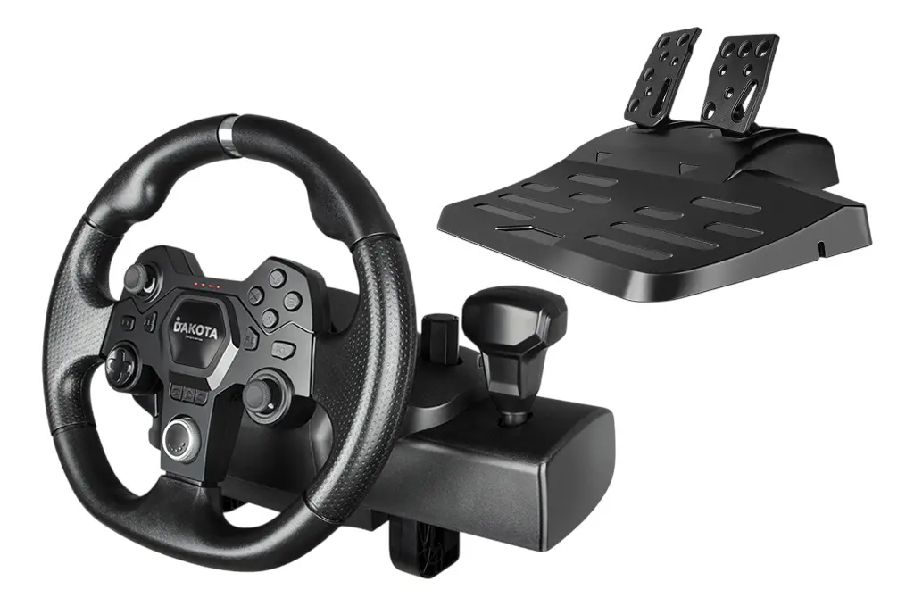Volante Dakota Con Pedales Para Simulador Compatible Pc Ps Xbox Negro
