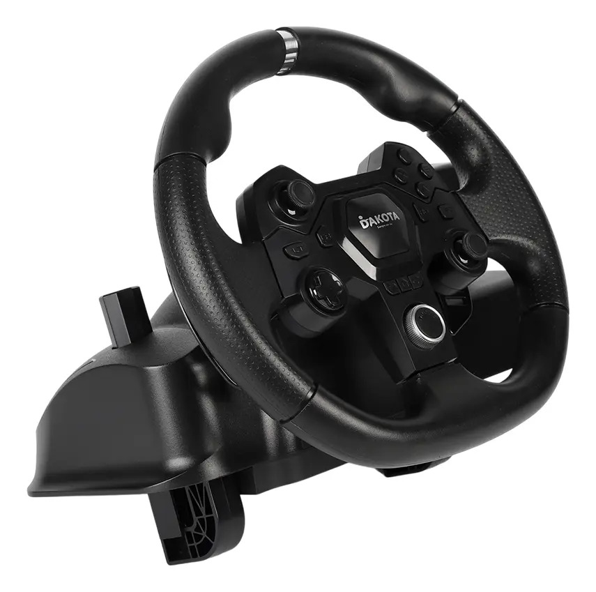 Volante Dakota Con Pedales Para Simulador Compatible Pc Ps Xbox Negro