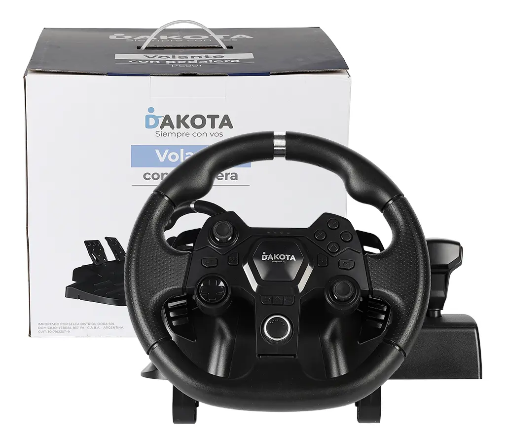 Volante Dakota Con Pedales Para Simulador Compatible Pc Ps Xbox Negro