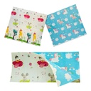 Alfombra Pillow Antigolpes Bebes 200x180 Reversible + Bolso Aviones Unicornios