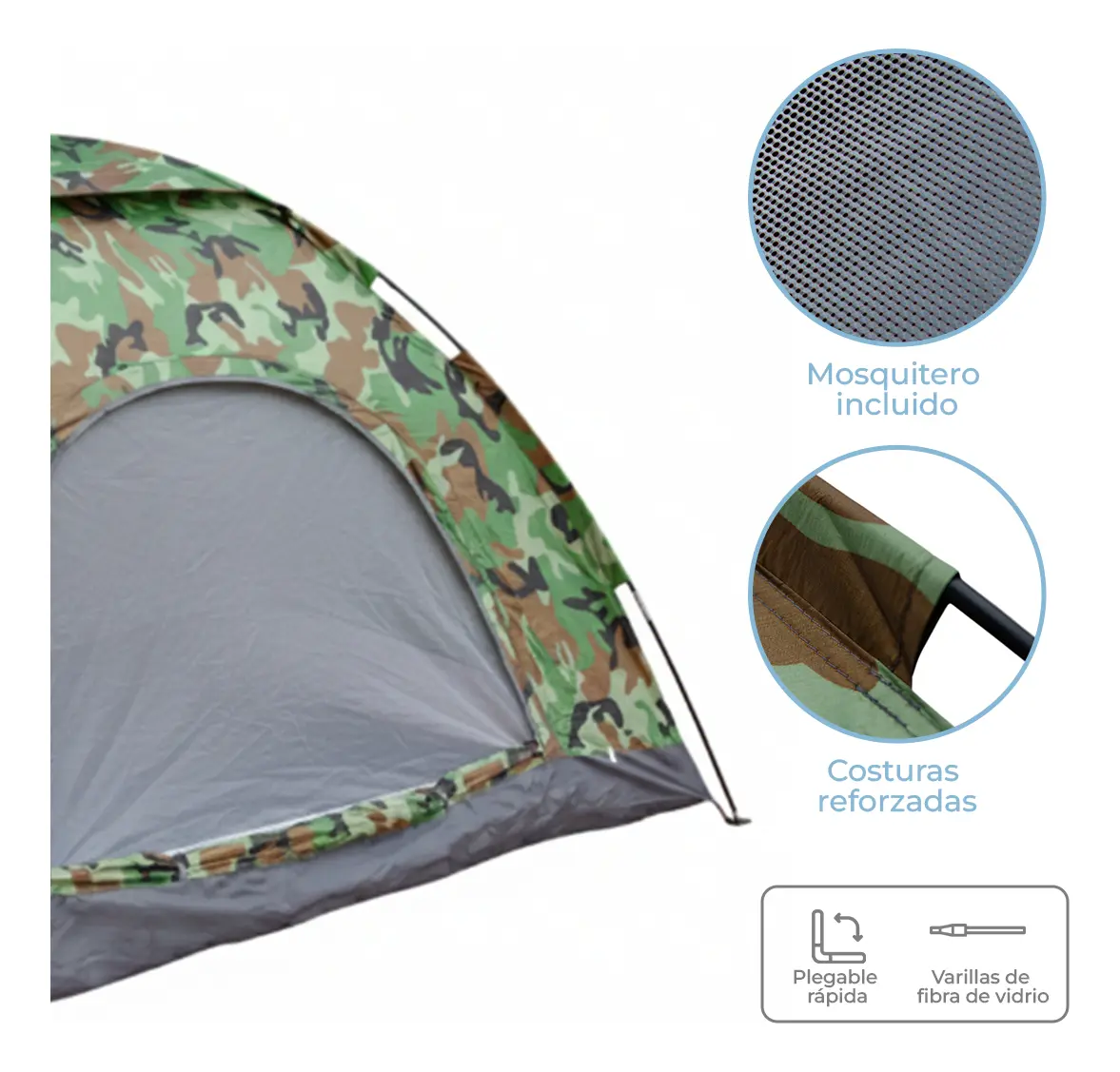 Carpa 4 Personas Dakota Automática 200x200x135cm Color Verde Militar