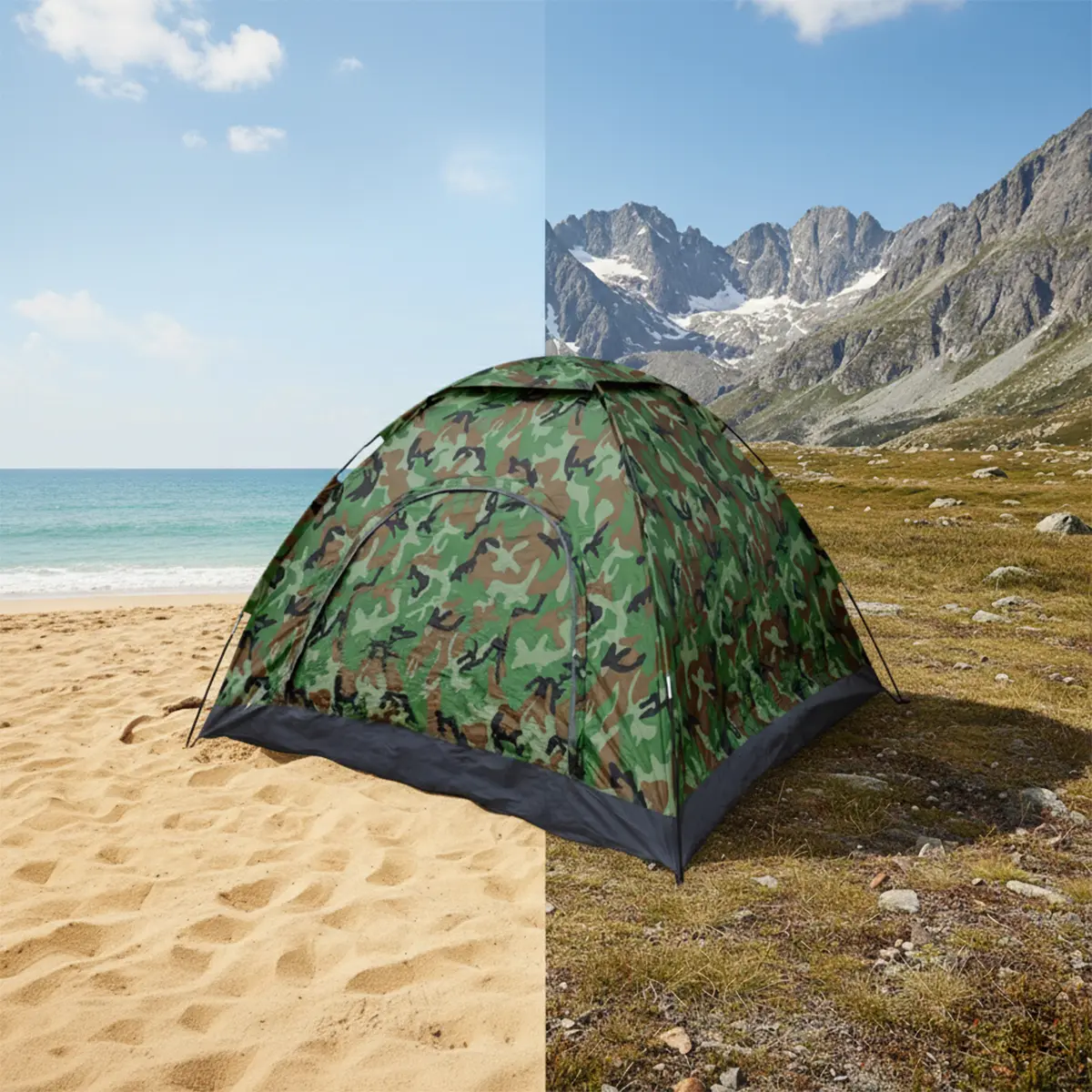 Carpa 4 Personas Dakota Automática 200x200x135cm Color Verde Militar