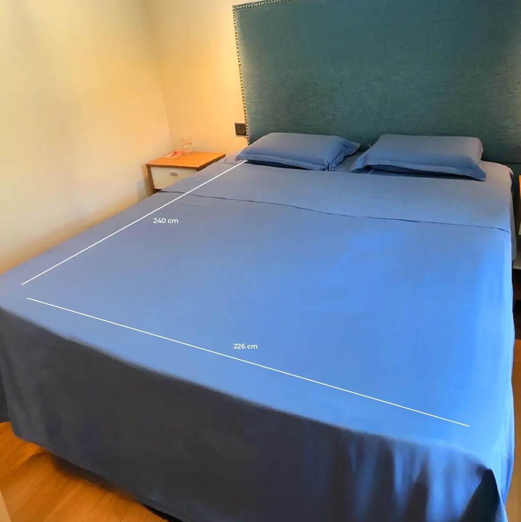 Juego De Sábanas 196 Cm Largo X 182 Cm Ancho Dakota 600 Hilos Suaves Resistentes Color Azul