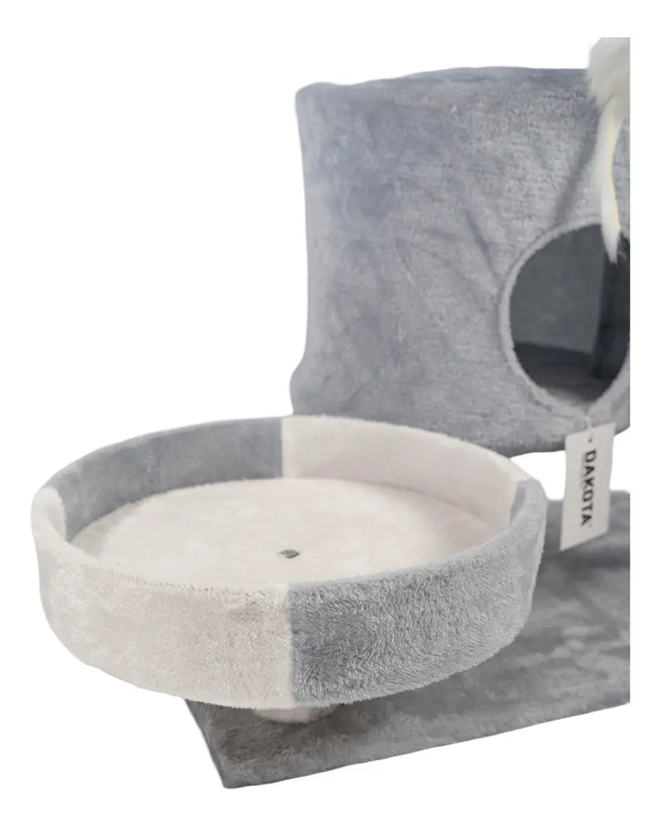 Gimnasio Rascador Para Gatos + Juguete Bajo Dakota Felpa Sisal Blanco-gris
