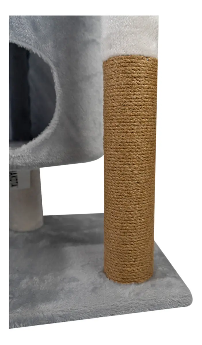 Gimnasio Rascador Para Gatos + Juguete Bajo Dakota Felpa Sisal Blanco-gris