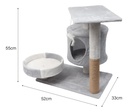 Gimnasio Rascador Para Gatos + Juguete Bajo Dakota Felpa Sisal Blanco-gris