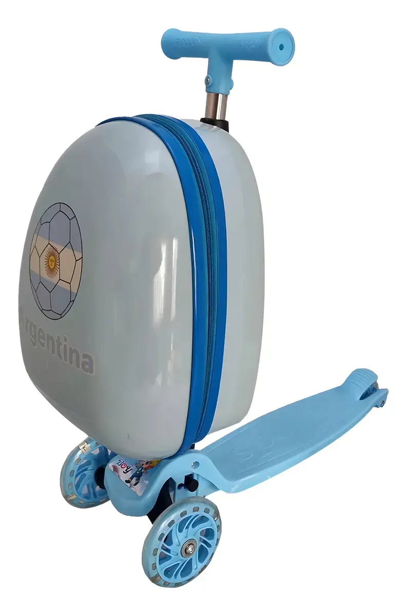 Monopatín Dakota Mb01 Patineta Mochila Rígida Valija Luces Diseño Argentina Celeste