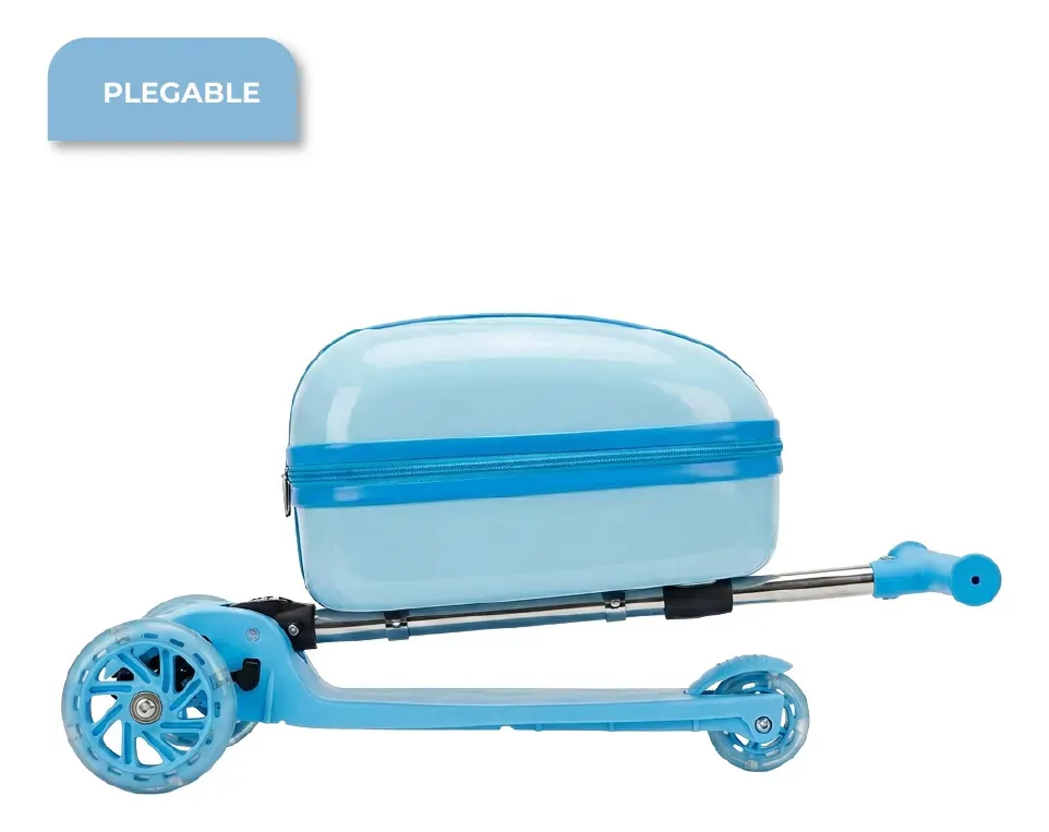 Monopatín Dakota Mb01 Patineta Mochila Rígida Valija Luces Diseño Argentina Celeste