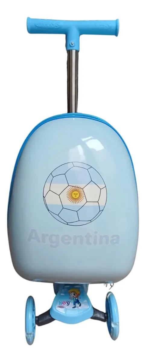 Monopatín Dakota Mb01 Patineta Mochila Rígida Valija Luces Diseño Argentina Celeste