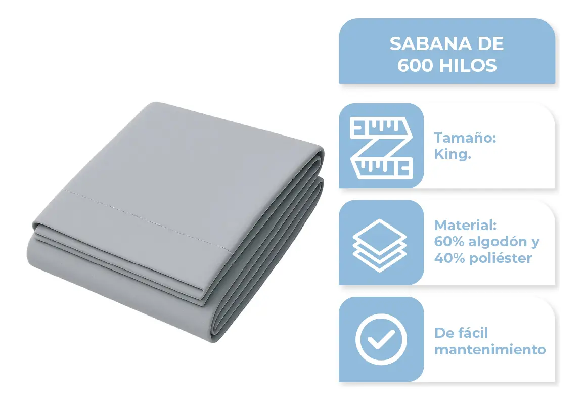 Combo Frazada Media Estacion Pelo Largo 200x230 Gris + Juego De Sábanas King 600 Hilos Color Gris