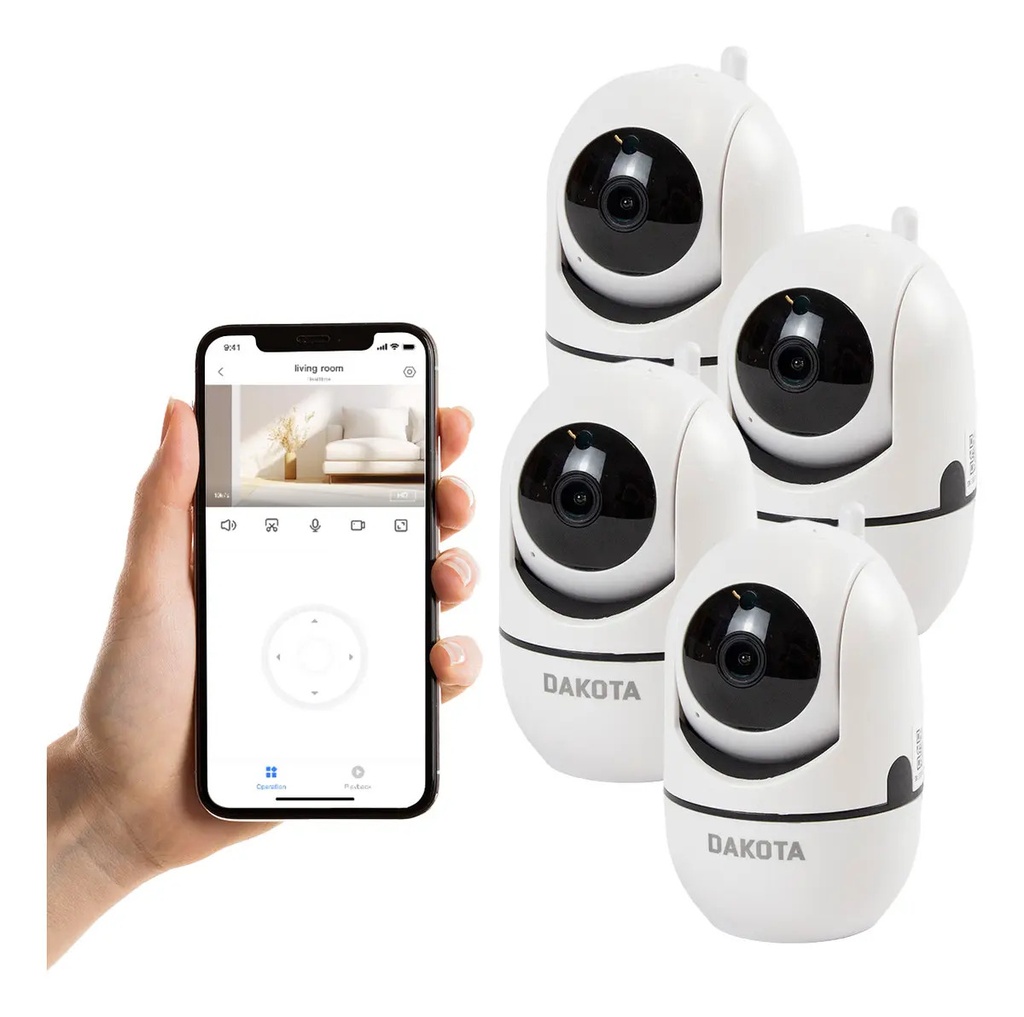 Combo 4 Cámaras Seguridad Ip Wifi Dakota 1080p Visión Nocturna Interior Blanco