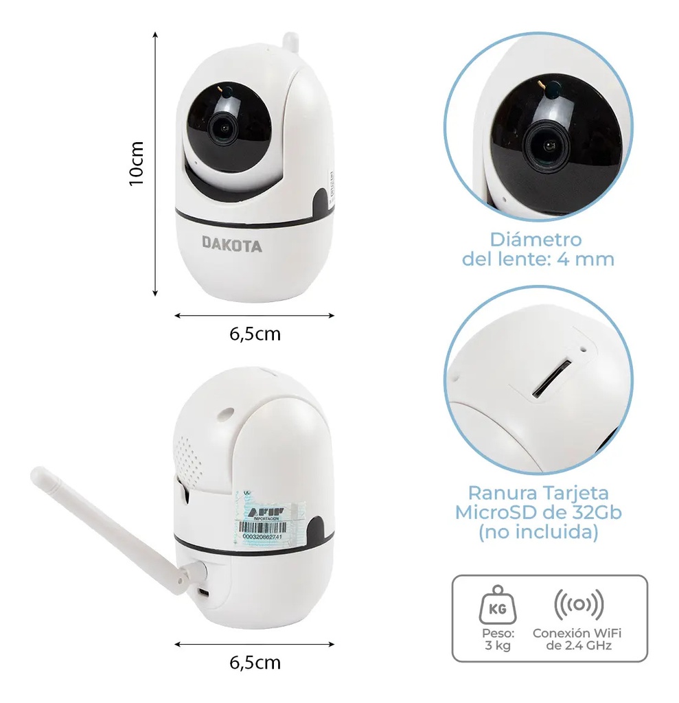 Combo 4 Cámaras Seguridad Ip Wifi Dakota 1080p Visión Nocturna Interior Blanco