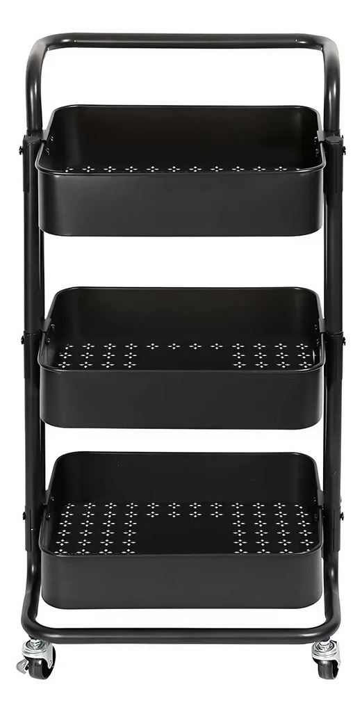 Carrito Organizador 3 Niveles Dakota Multiuso Estantería Con Ruedas Est003 Negro