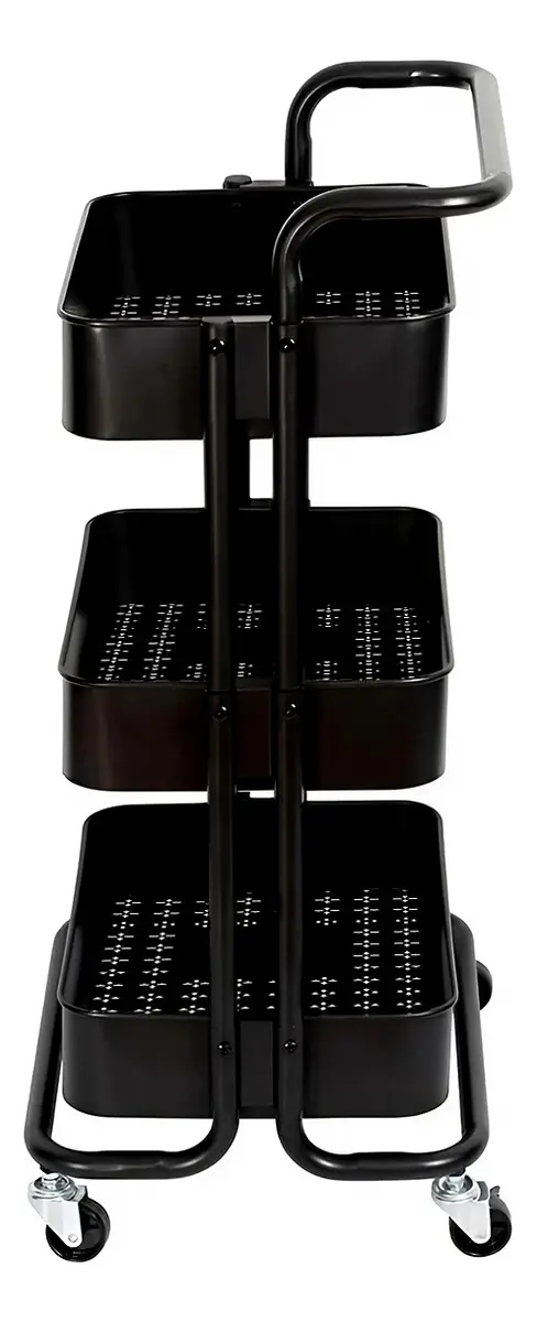 Carrito Organizador 3 Niveles Dakota Multiuso Estantería Con Ruedas Est003 Negro