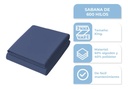 Combo Frazada Media Estacion Pelo Largo 200x230 Gris + Juego De Sábanas King 600 Hilos Color Azul Gris-azul