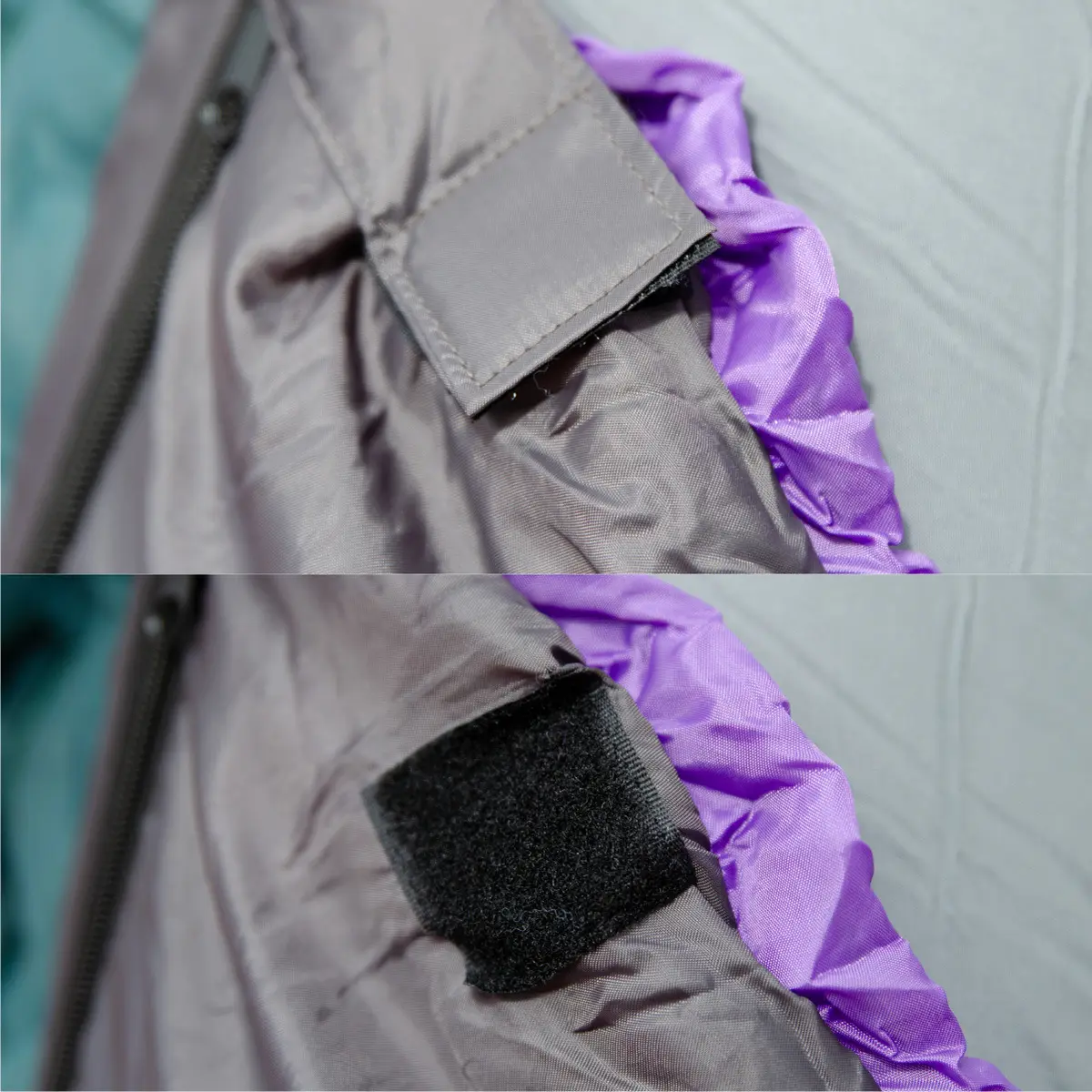 Combo X2 Bolsas De Dormir Térmica Con Capucha Impermeable Dakota Rectangular -5°c A 20° C Violeta-gris02 Derecho-inferior