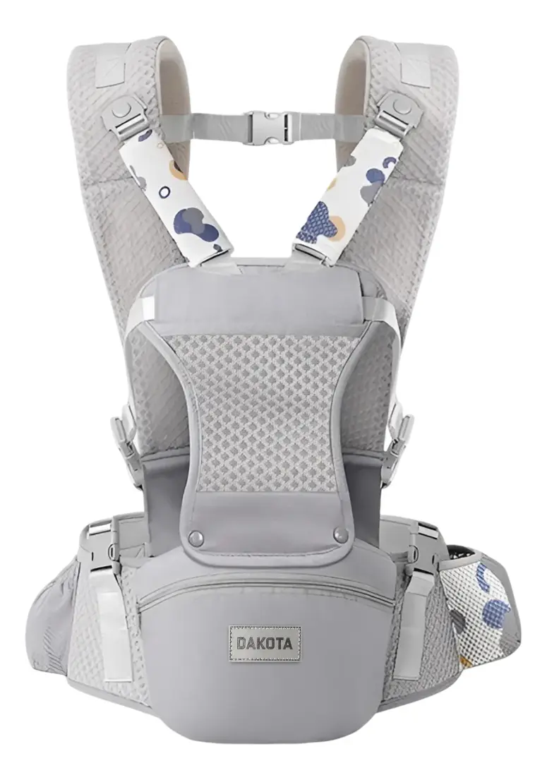 Mochila Fular Porta Bebe Canguro Multifuncional Dakota Hasta 10 Kg - Gris