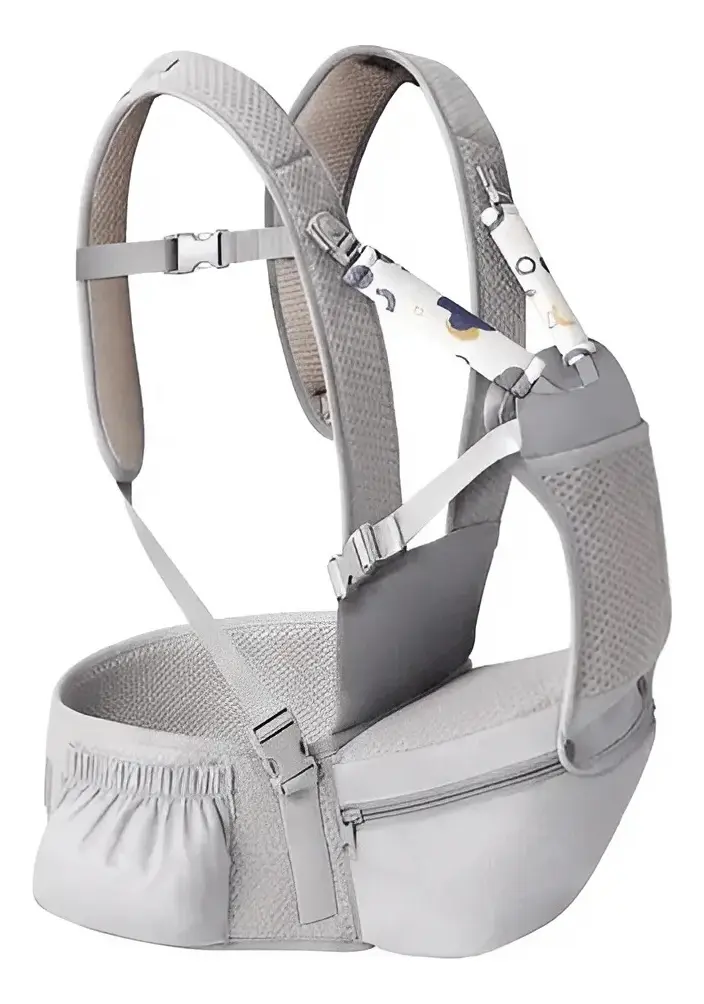 Mochila Fular Porta Bebe Canguro Multifuncional Dakota Hasta 10 Kg - Gris