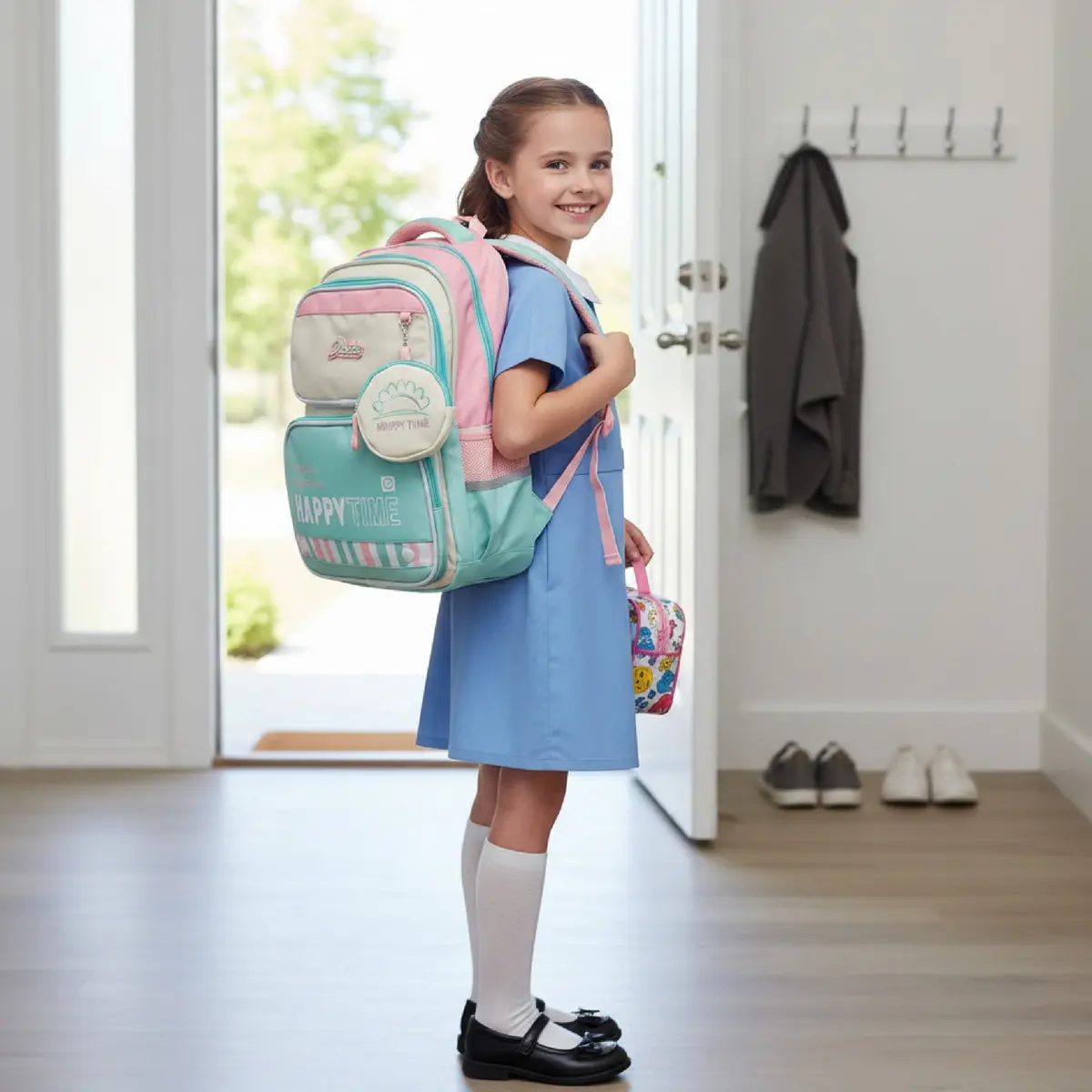 Mochila Infantil De Espalda Dakota Color Verde/ Rosa