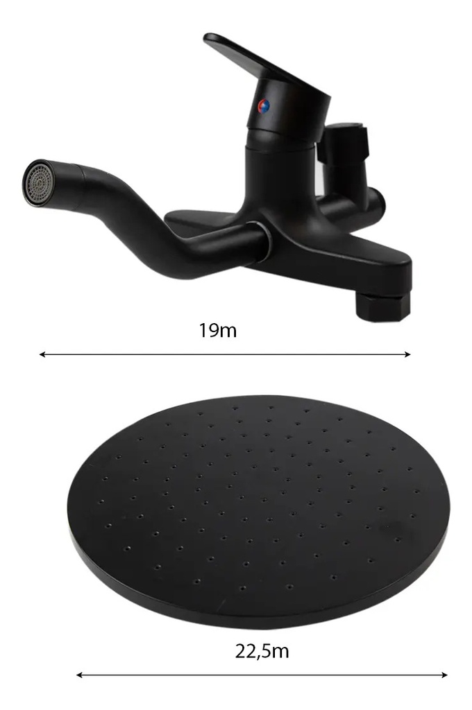 Grifería Ducha Monocomando Dakota Cerámico Bañera Canilla Color Negro Mate