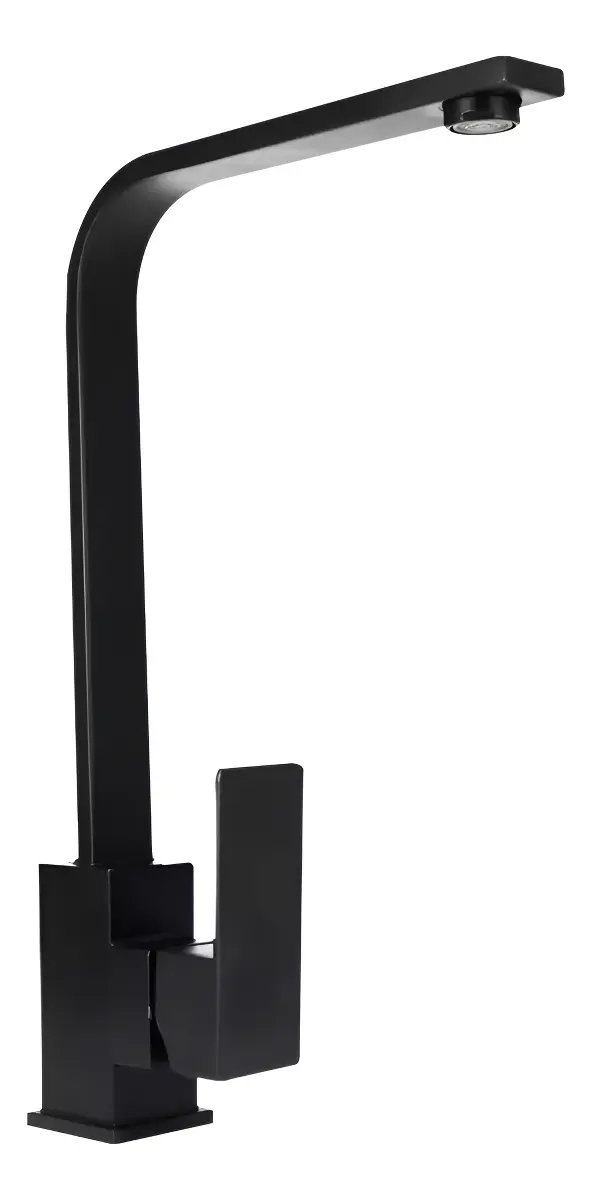 Grifería Cocina Mesada Monocomando Dakota Cuello Curvo Color Mate Negro