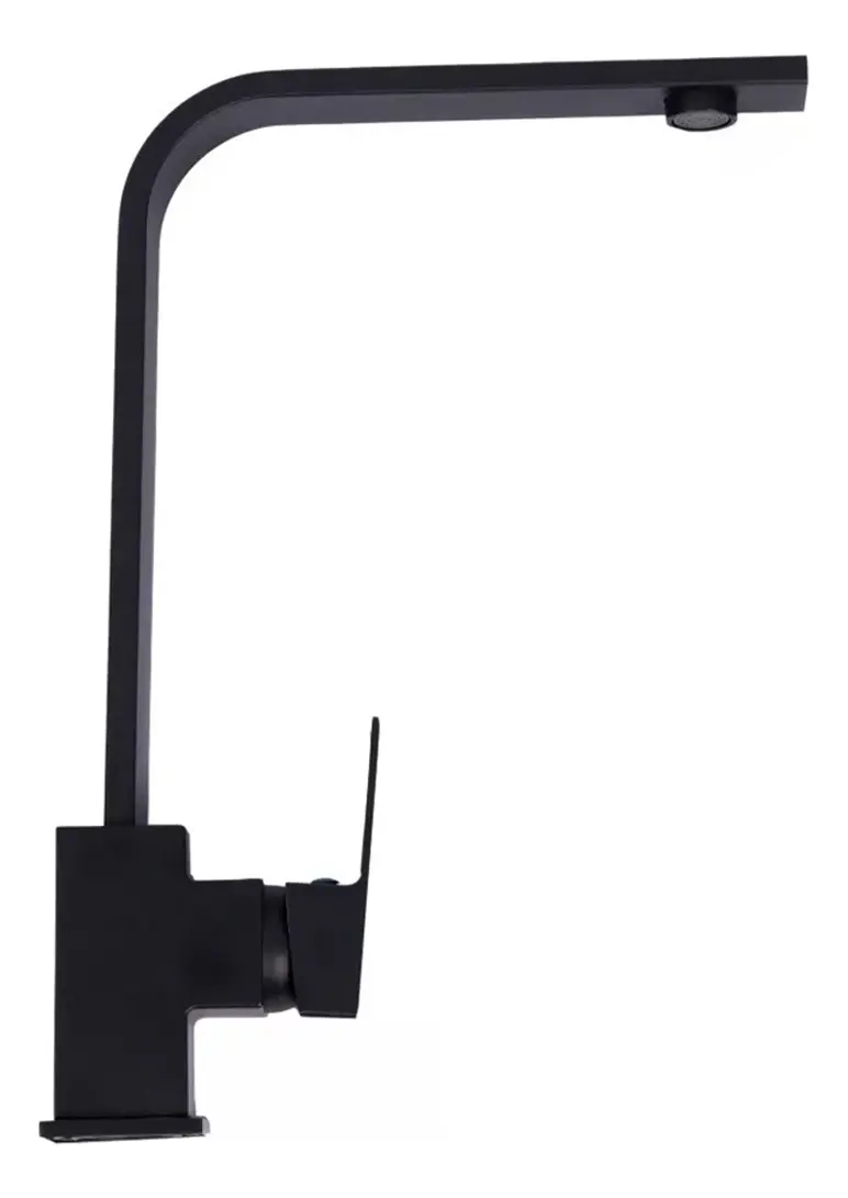 Grifería Cocina Mesada Monocomando Dakota Cuello Curvo Color Mate Negro
