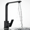 Grifería Cocina Mesada Monocomando Dakota Cuello Curvo Color Mate Negro